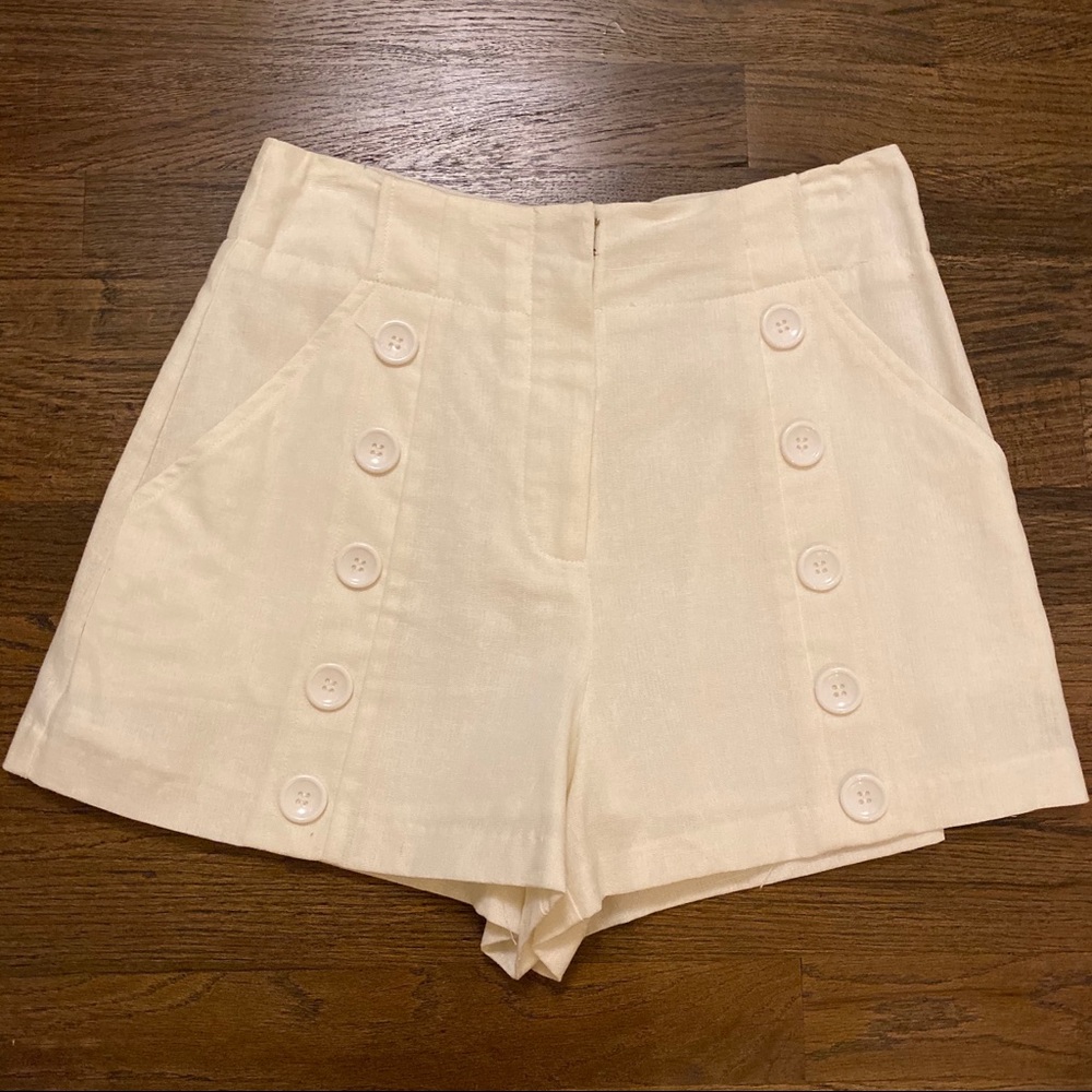 DO + BE White Button Front Shorts